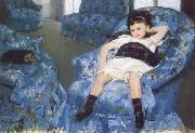 Mary Cassatt Little Girl in a Blue Amchair oil painting artist